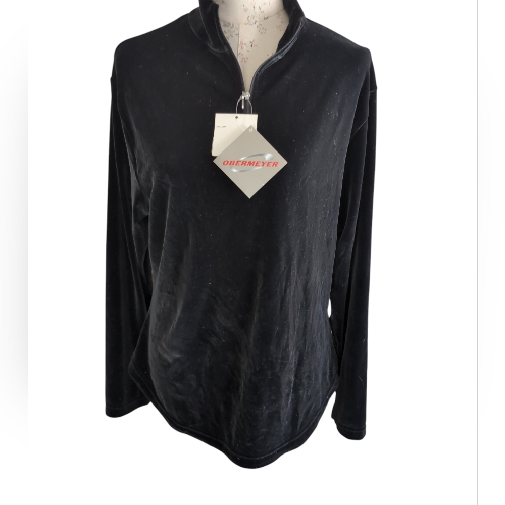 NWT Obermeyer 1/4 Zip Black Velvet Ski Layer - size XL
